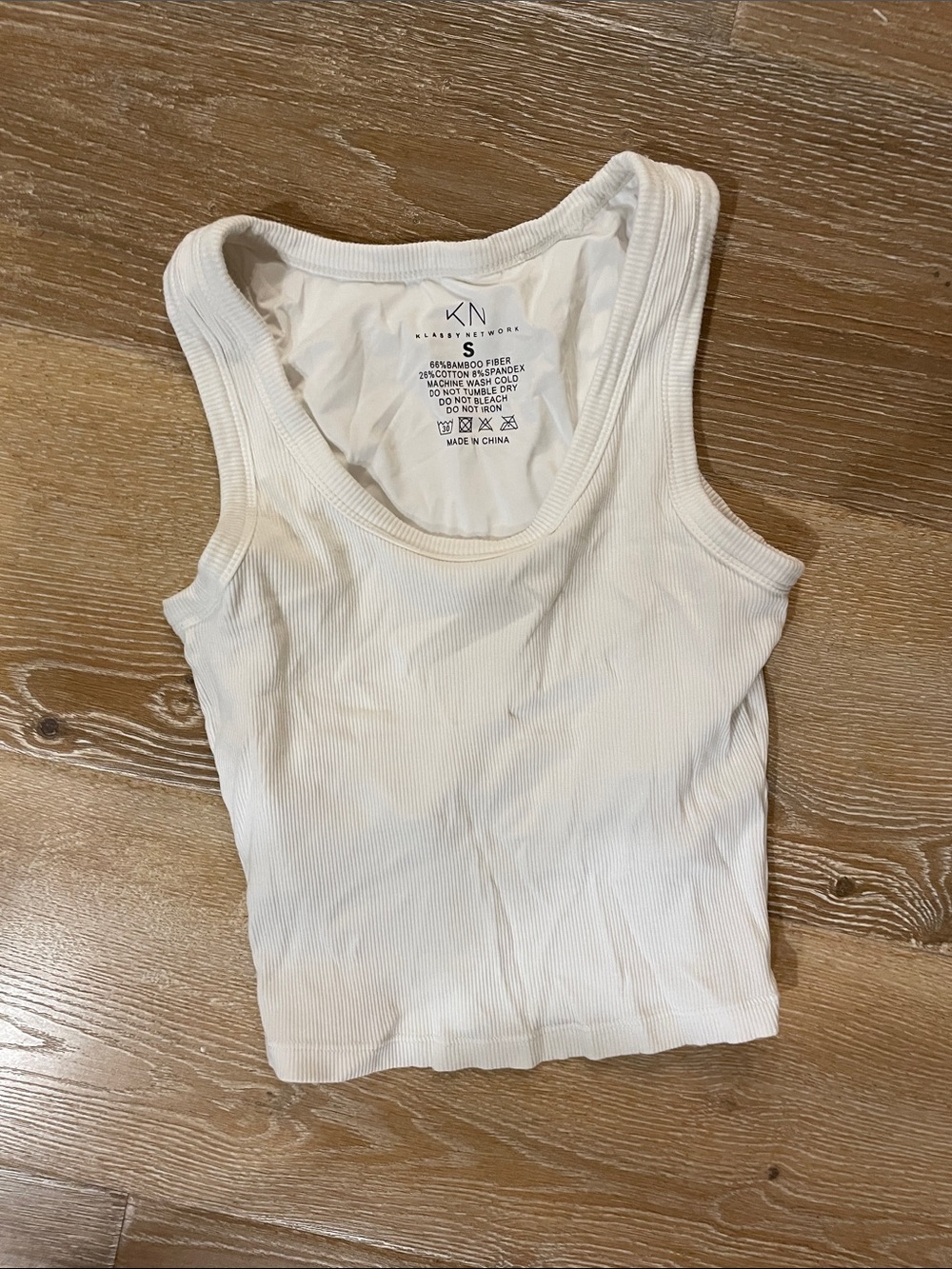Klassy Network White Ribbed Crop Tank